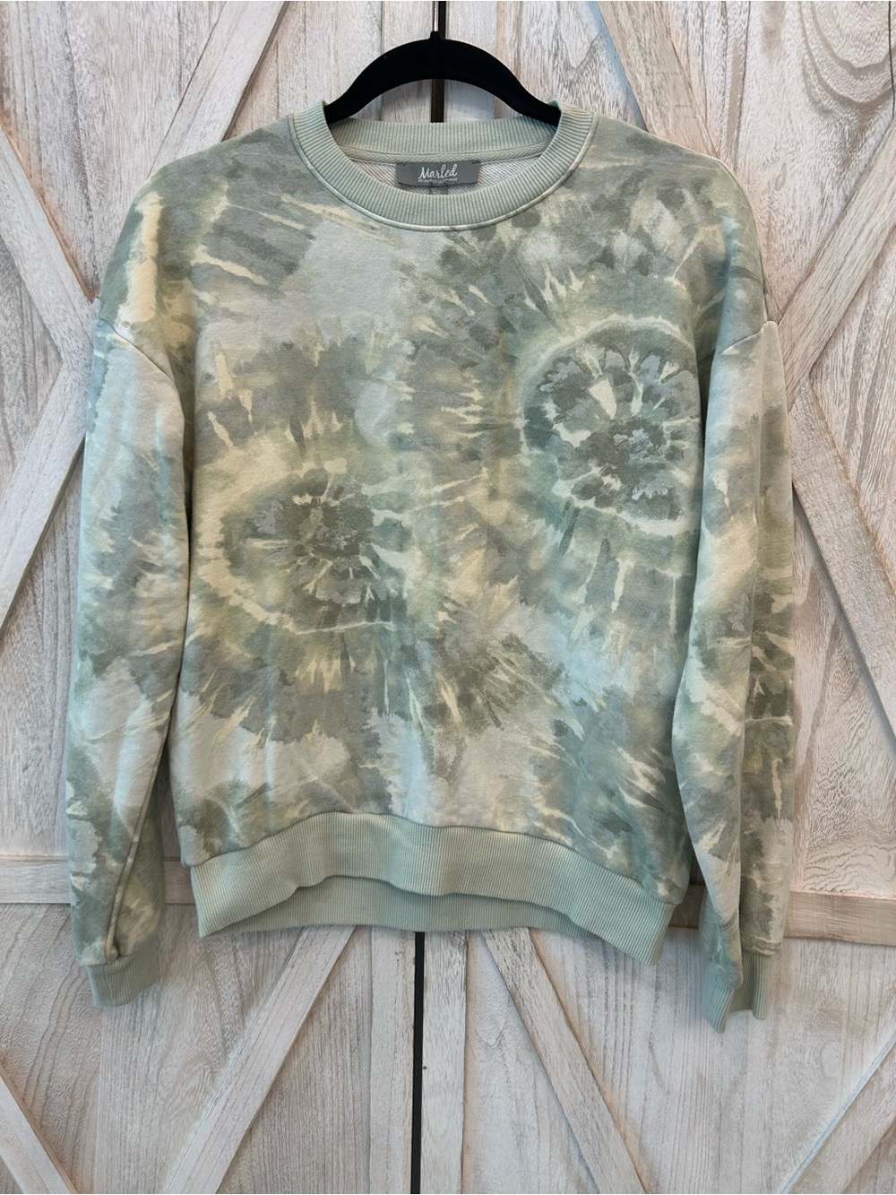 Marled Sage Green Tie-Dye Crewneck Sweatshirt